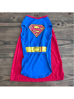 Superman Dog Costume Cape Pet Outfit Blue Red Halloween